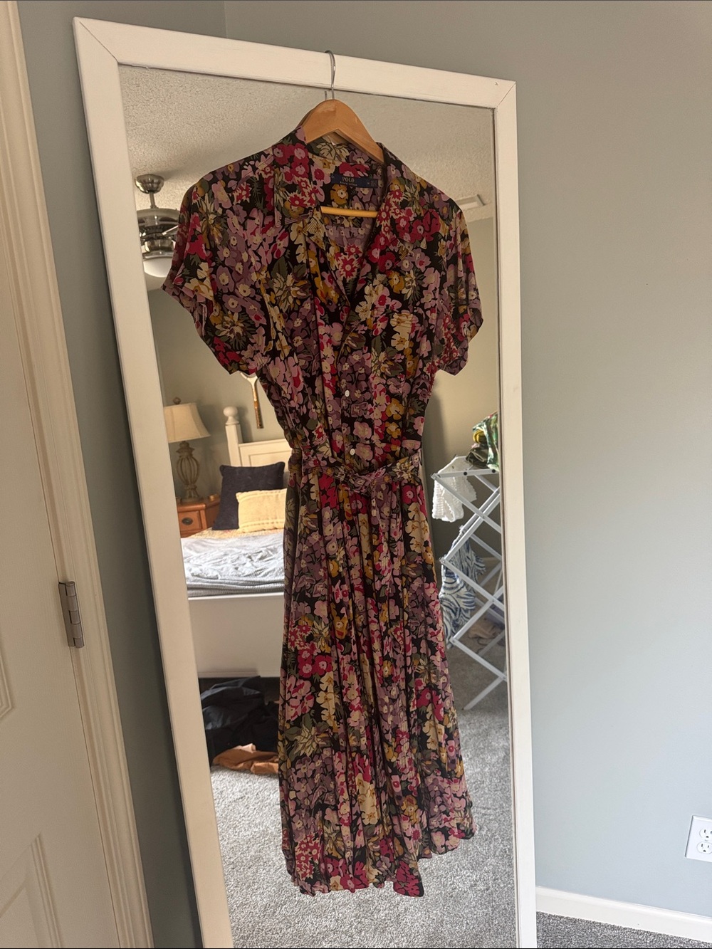 Ralph Lauren Floral Dress in Black with Pink & Yellow Flowers